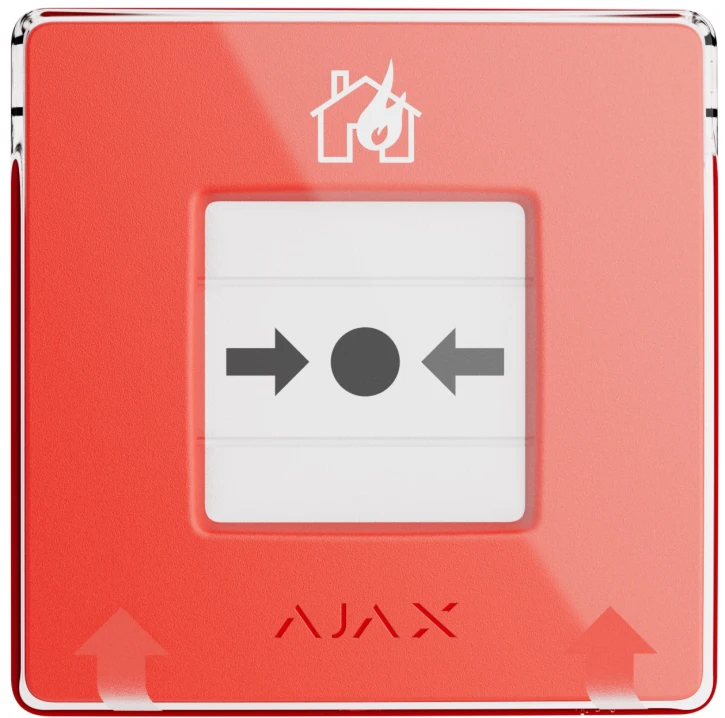 Бездротова настінна кнопка для активації пожежної тривоги вручну Ajax ManualCallPoint Jeweller Red