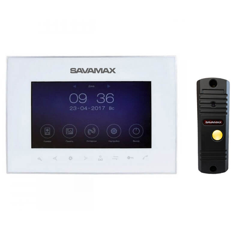Комплект видеодомофона Savamax SAV 714+V1C (белый)