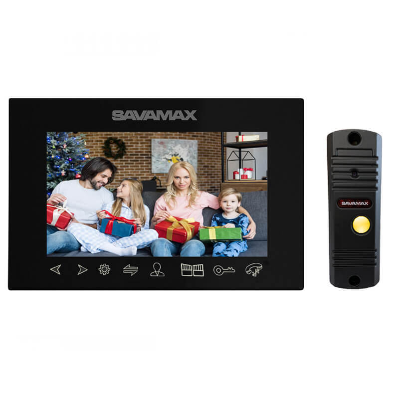 Комплект видеодомофона Savamax SAV 714+V1C (черный)